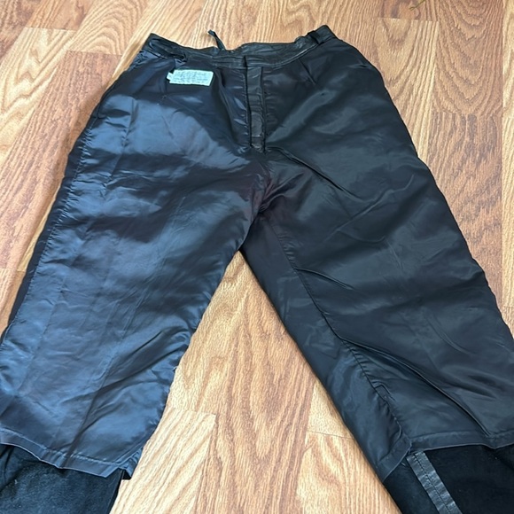 Leather 80s Pants Women's Size 8 Black Pleated Two Pockets Zipper Velcro Lined - Picture 10 of 13
